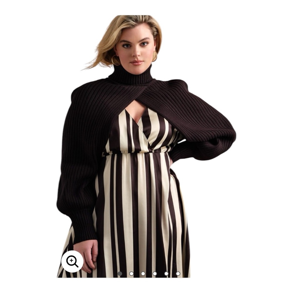 Eloquii Women’s Black Turtleneck Sweater Shrug Ribbed Sized 14/16 Super Stylish - Picture 3 of 7